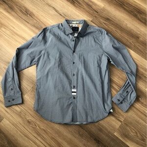 Cactus Man Blue White Long Sleeves Button Down Men Large